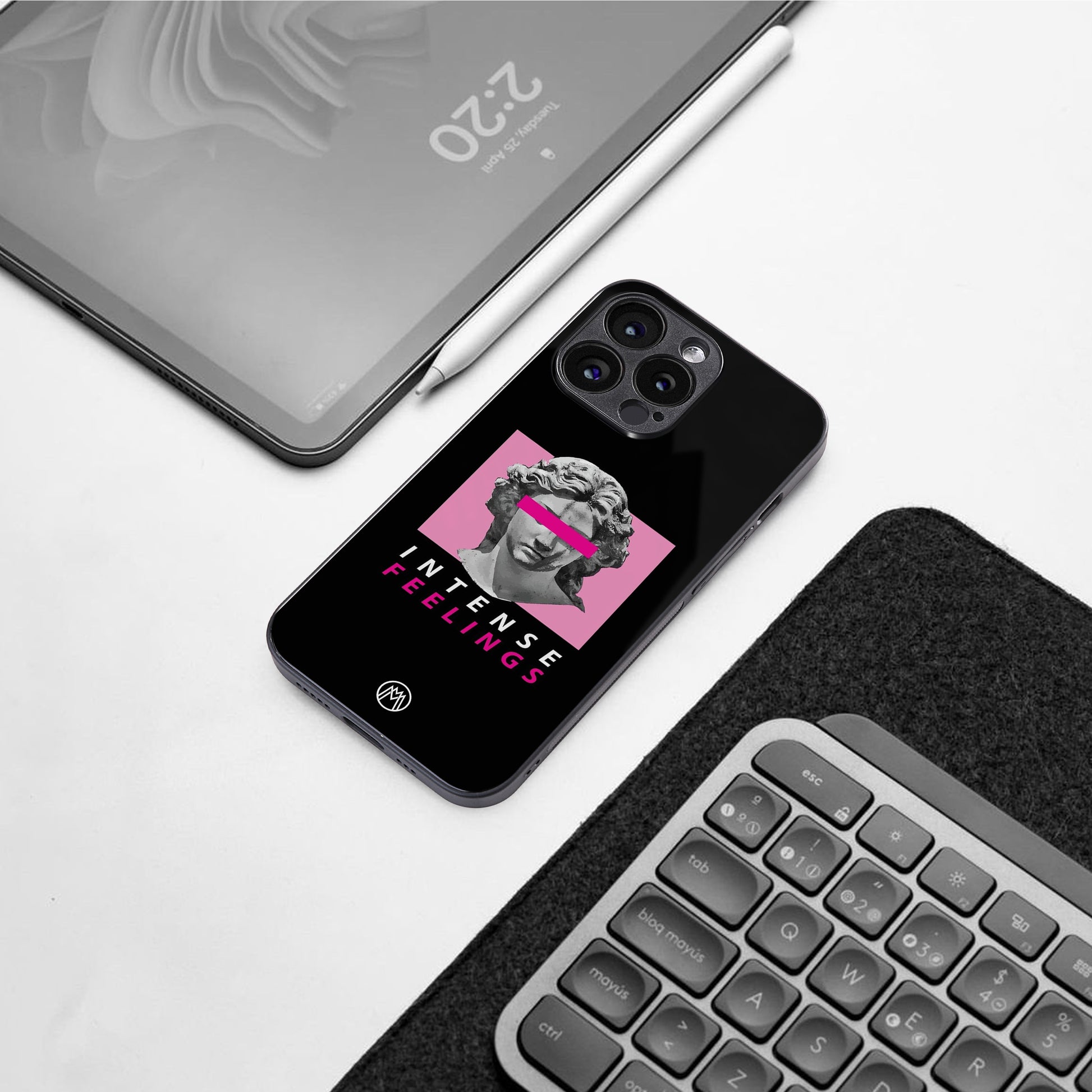 intense feelings back phone cover | glass case for iphone 16 pro max