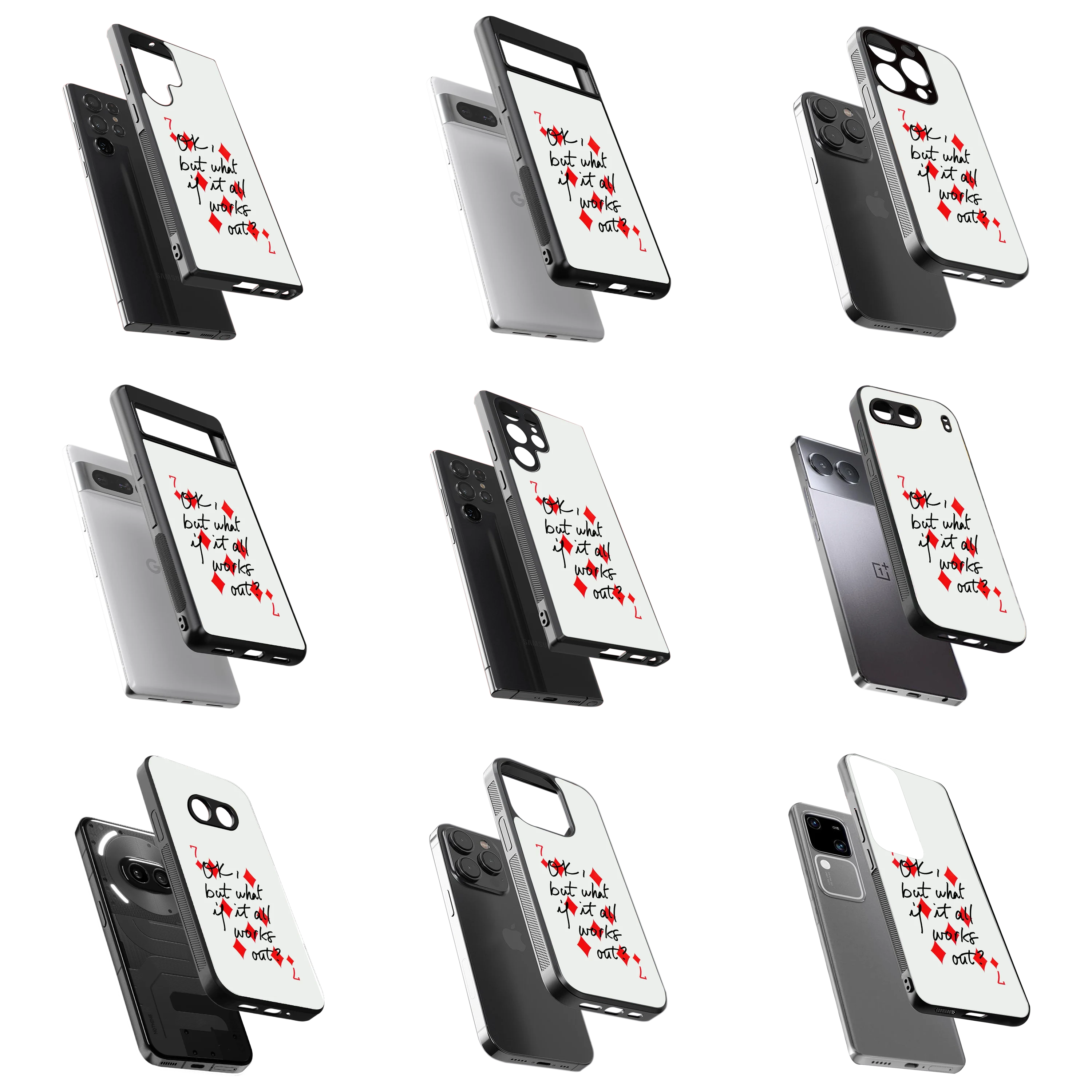 Durable Glass Back Mobile Case for iPhone, Samsung, OnePlus, Google Pixel, Redmi, Vivo, Oppo
