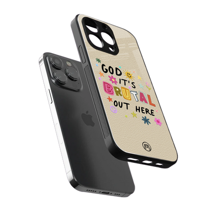 it's brutal out here back phone cover | glass case for iphone 15 pro