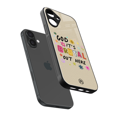 it's brutal out here back phone cover | glass case for iphone 16 plus