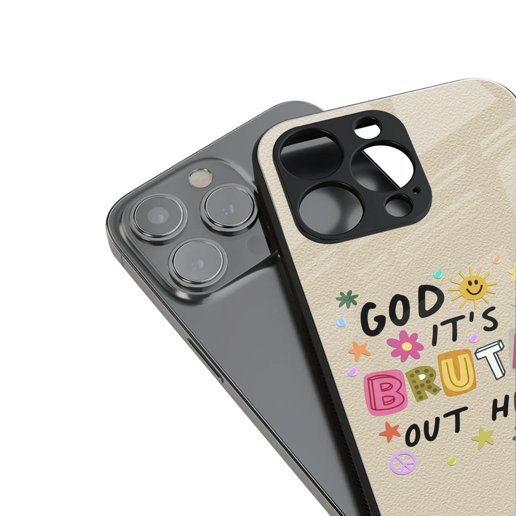 it's brutal out here back phone cover | glass case for iphone 14 pro max