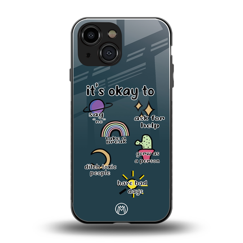 it's okay back phone cover | glass case for iphone 13 mini