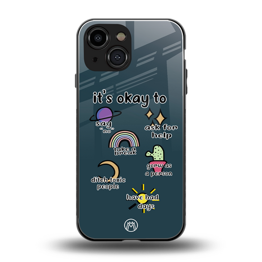 it's okay back phone cover | glass case for iphone 13 mini