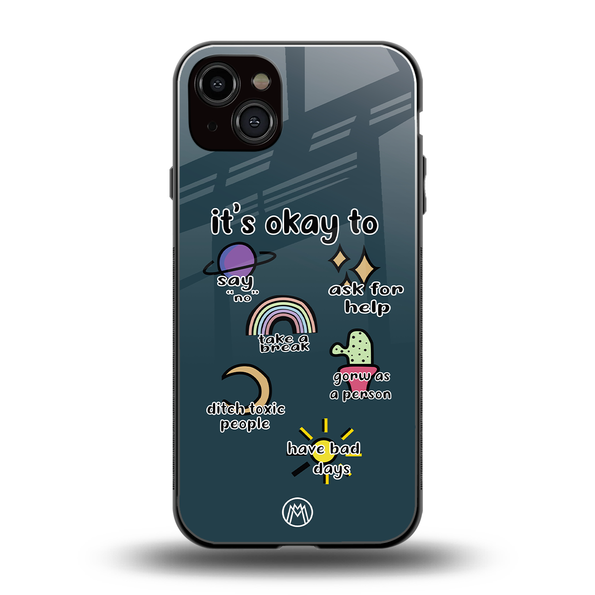 it's okay back phone cover | glass case for iphone 15 plus