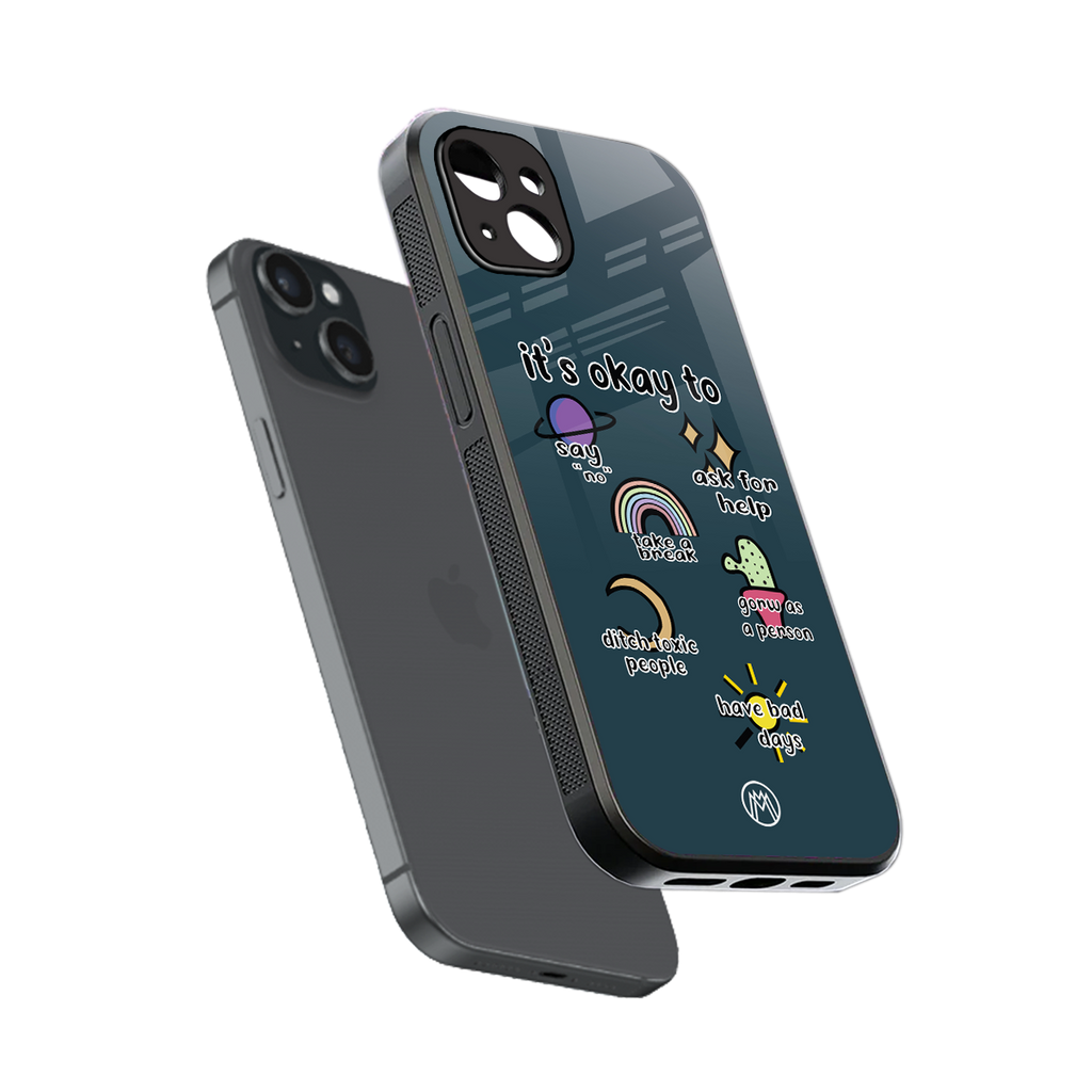 it's okay back phone cover | glass case for iphone 15 plus