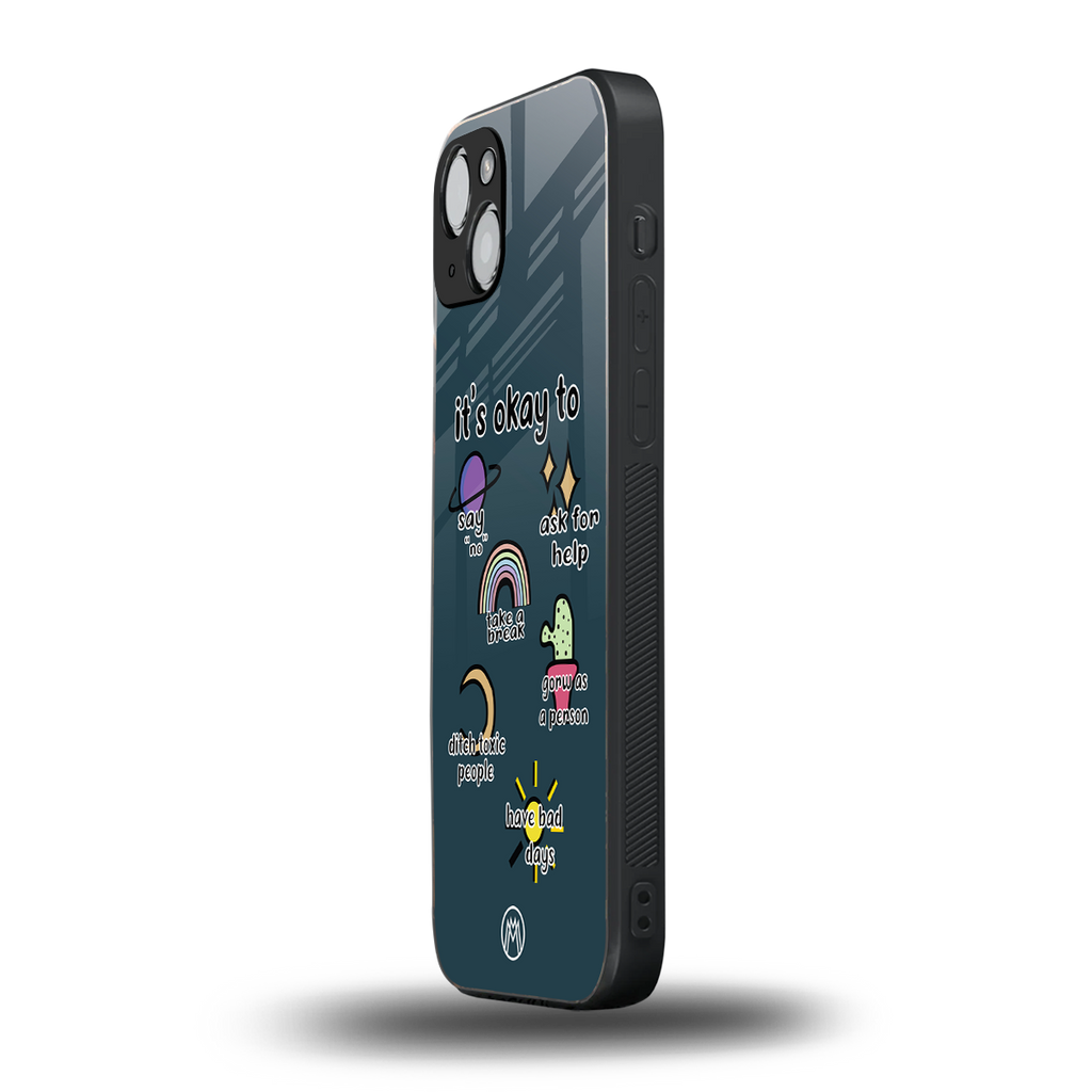 it's okay back phone cover | glass case for iphone 15 plus