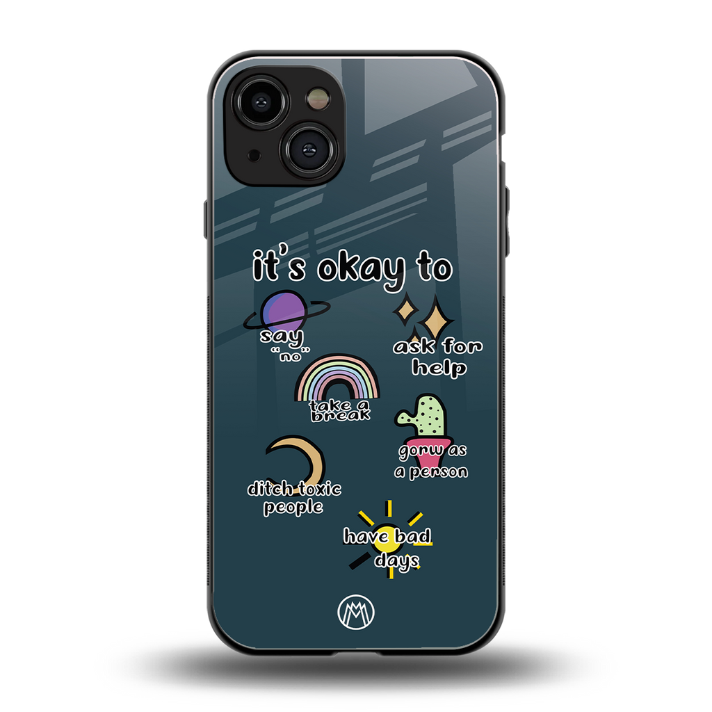 it's okay back phone cover | glass case for iphone 15