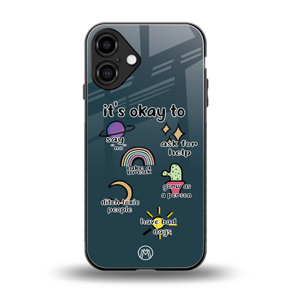 it's okay back phone cover | glass case for iphone 16 plus