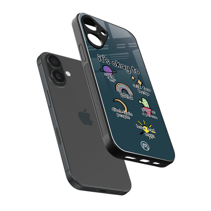 it's okay back phone cover | glass case for iphone 16 plus