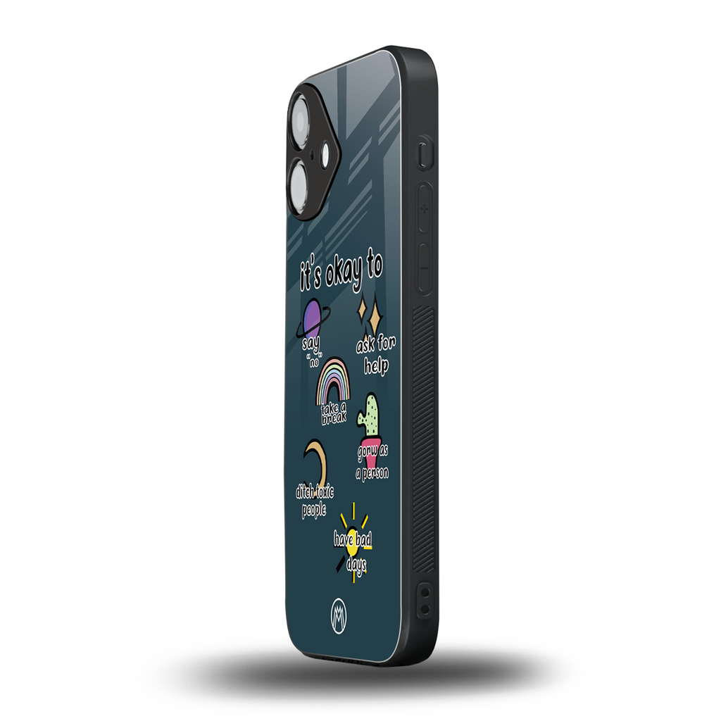 it's okay back phone cover | glass case for iphone 16 plus