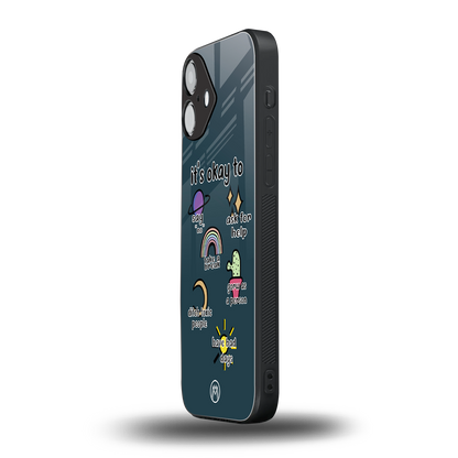 it's okay back phone cover | glass case for iphone 16 plus