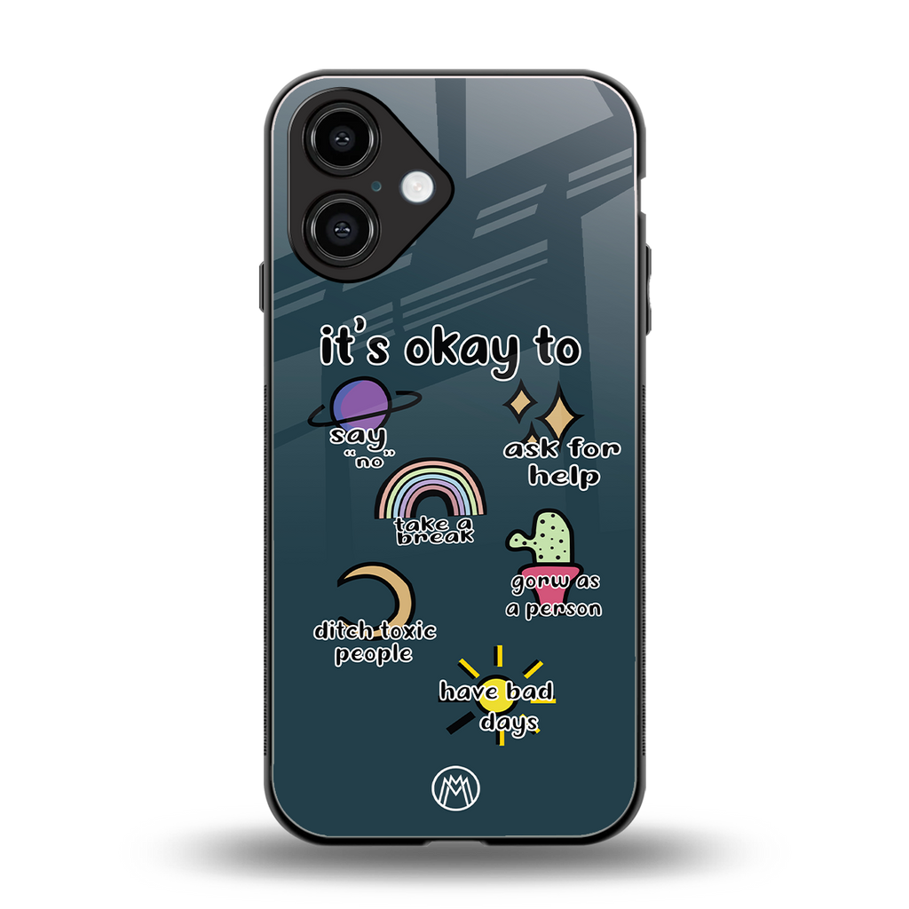 it's okay back phone cover | glass case for iphone 16