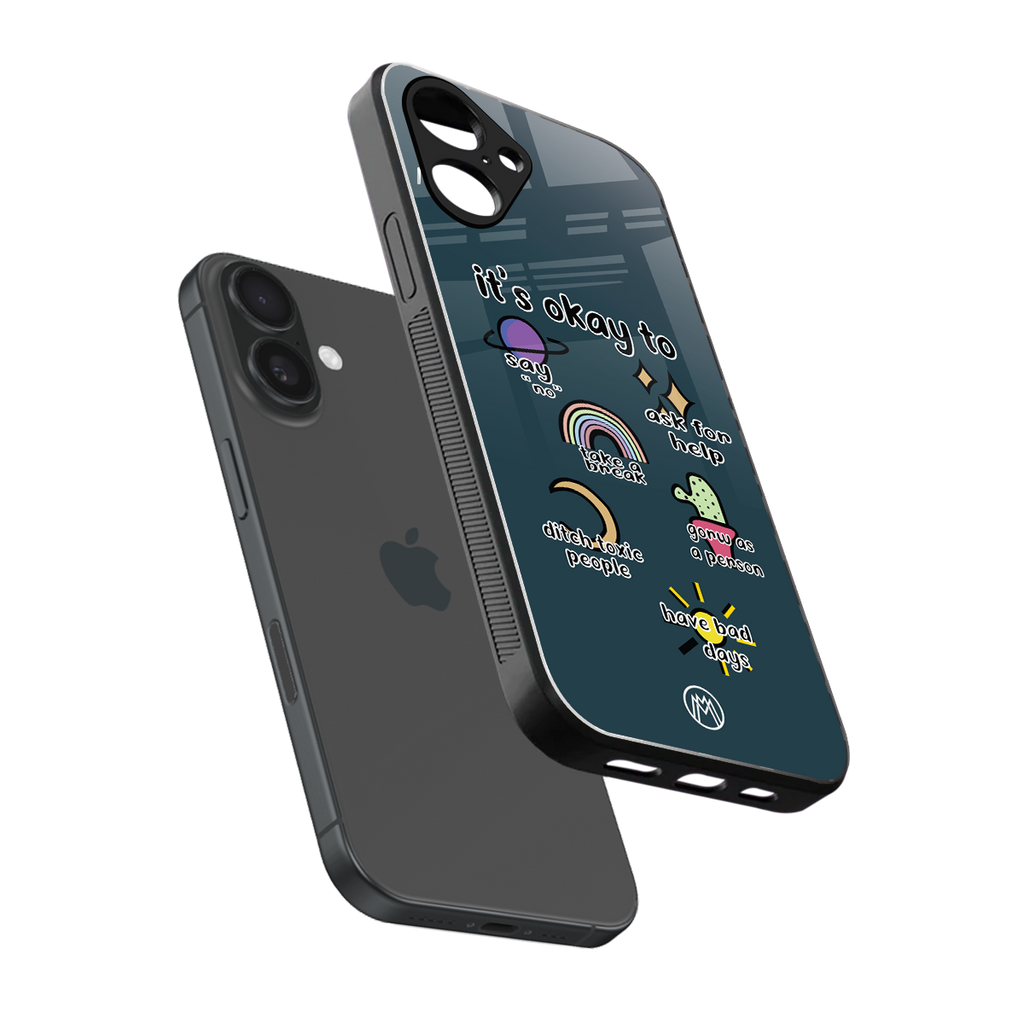 it's okay back phone cover | glass case for iphone 16