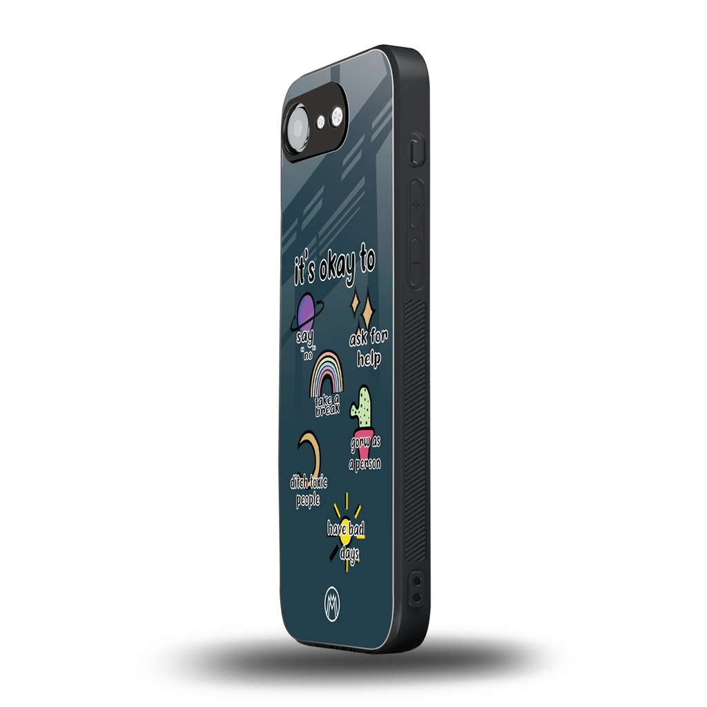 it's okay back phone cover | glass case for iphone 16e