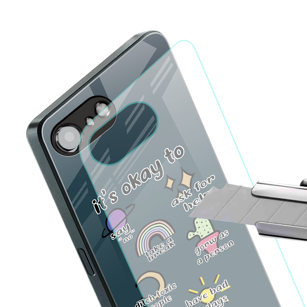it's okay back phone cover | glass case for iphone 16e