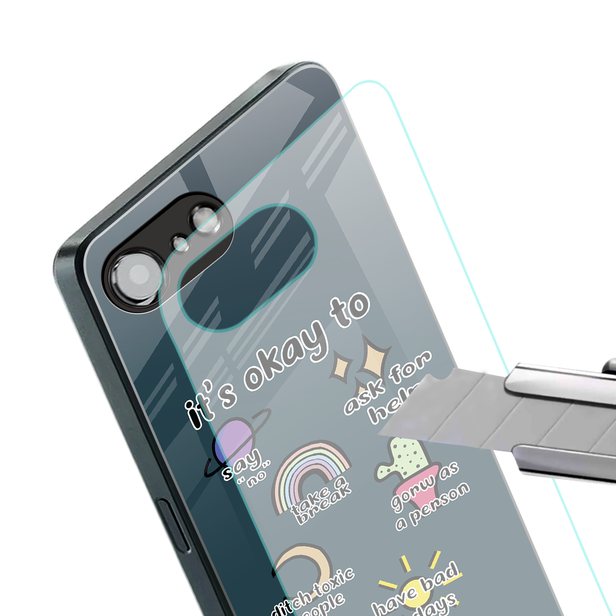it's okay back phone cover | glass case for iphone 16e