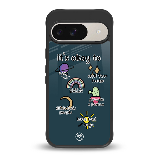 it's okay back phone cover | glass case for google pixel 9