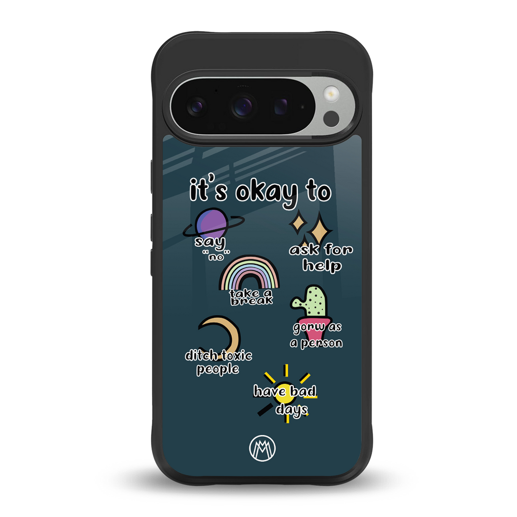 it's okay back phone cover | glass case for google pixel 9 pro