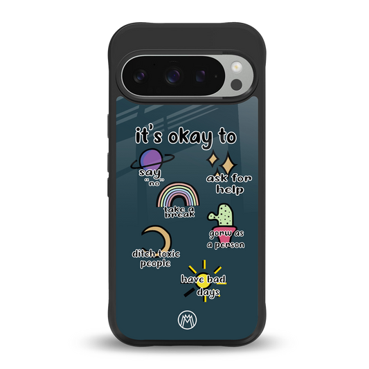 it's okay back phone cover | glass case for google pixel 9 pro xl