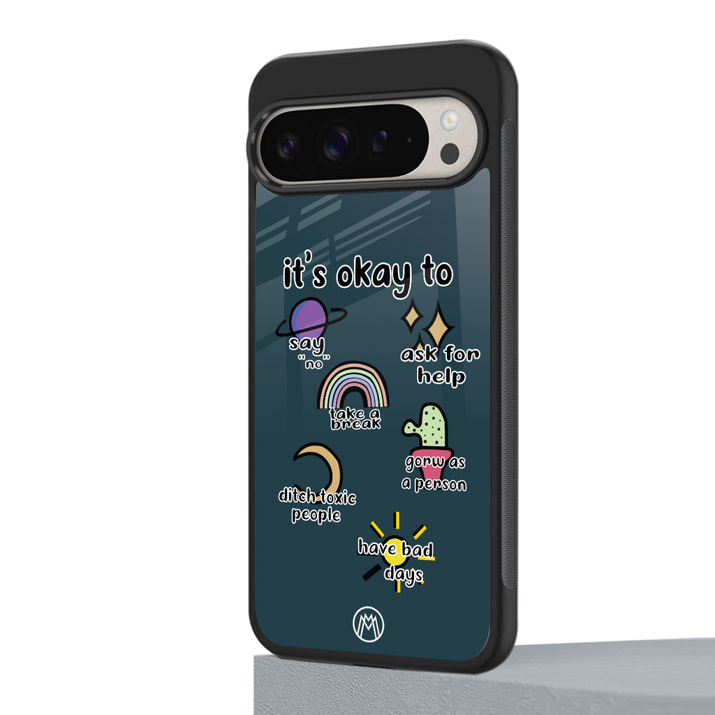 it's okay back phone cover | glass case for google pixel 9 pro