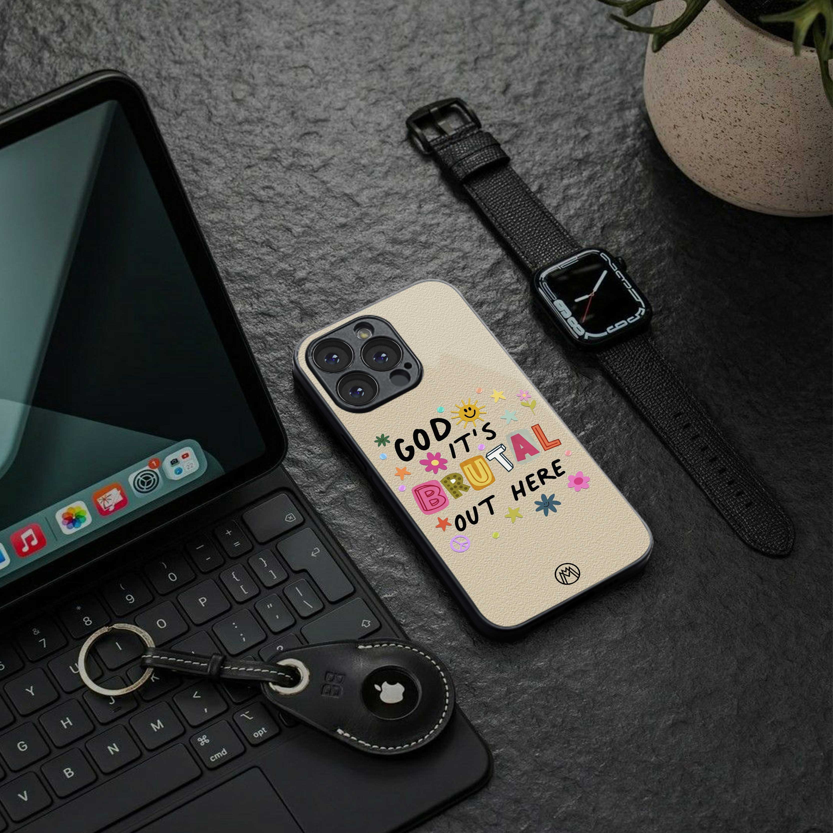 it's brutal out here back phone cover | glass case for iphone 14 pro max