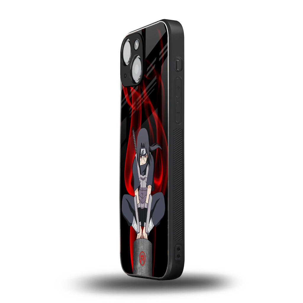 itachi uchiha back phone cover | glass case for iphone 13 mini