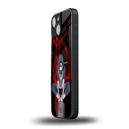 itachi uchiha back phone cover | glass case for iphone 13 mini