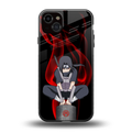 itachi uchiha back phone cover | glass case for iphone 15 plus