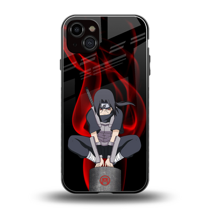 itachi uchiha back phone cover | glass case for iphone 14 plus
