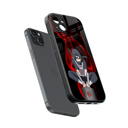 itachi uchiha back phone cover | glass case for iphone 14 plus