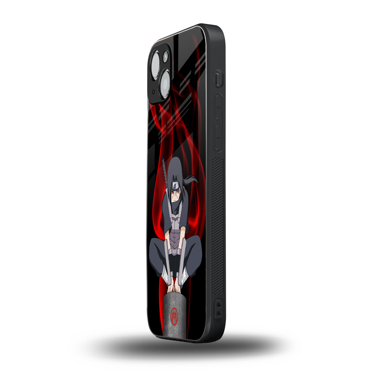 itachi uchiha back phone cover | glass case for iphone 15 plus