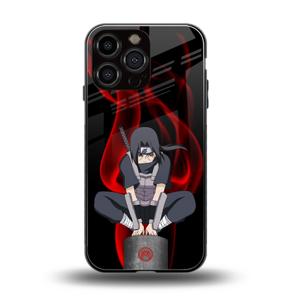 itachi uchiha back phone cover | glass case for iphone 14 pro max