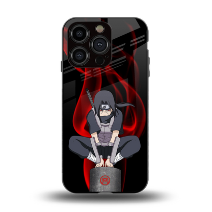 itachi uchiha back phone cover | glass case for iphone 15 pro