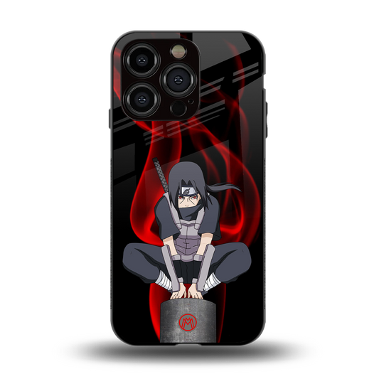 itachi uchiha back phone cover | glass case for iphone 15 pro