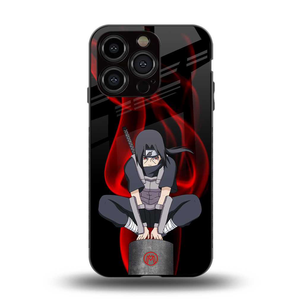 itachi uchiha back phone cover | glass case for iphone 14 pro