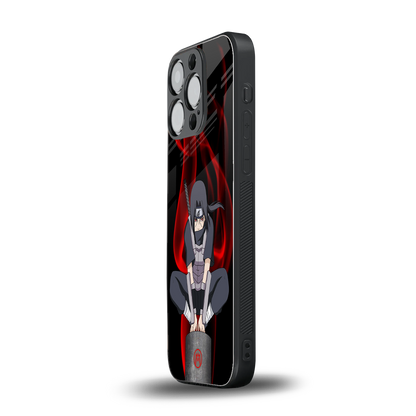 itachi uchiha back phone cover | glass case for iphone 15 pro