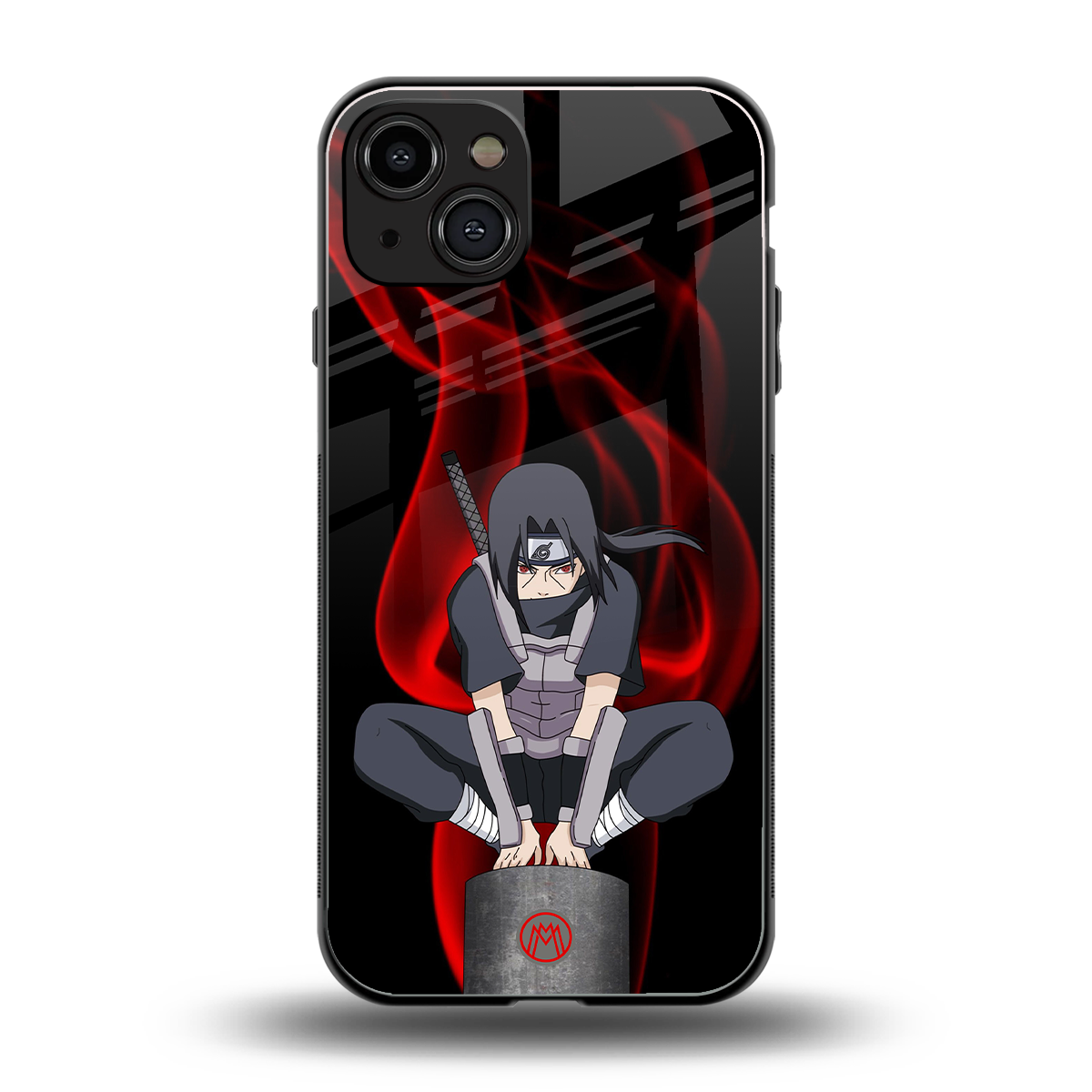 itachi uchiha back phone cover | glass case for iphone 15