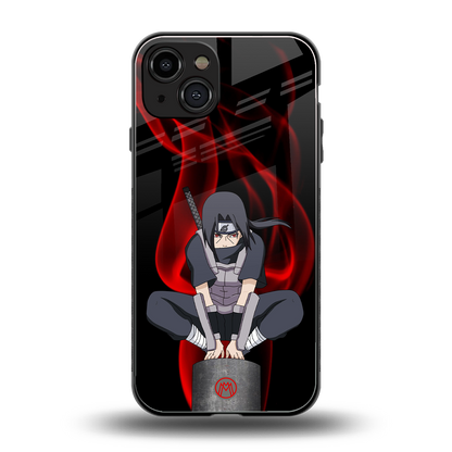 itachi uchiha back phone cover | glass case for iphone 15