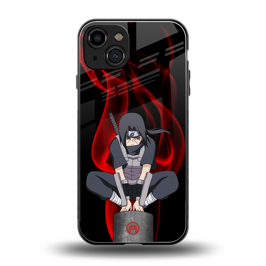 itachi uchiha back phone cover | glass case for iphone 15