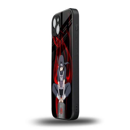 itachi uchiha back phone cover | glass case for iphone 15