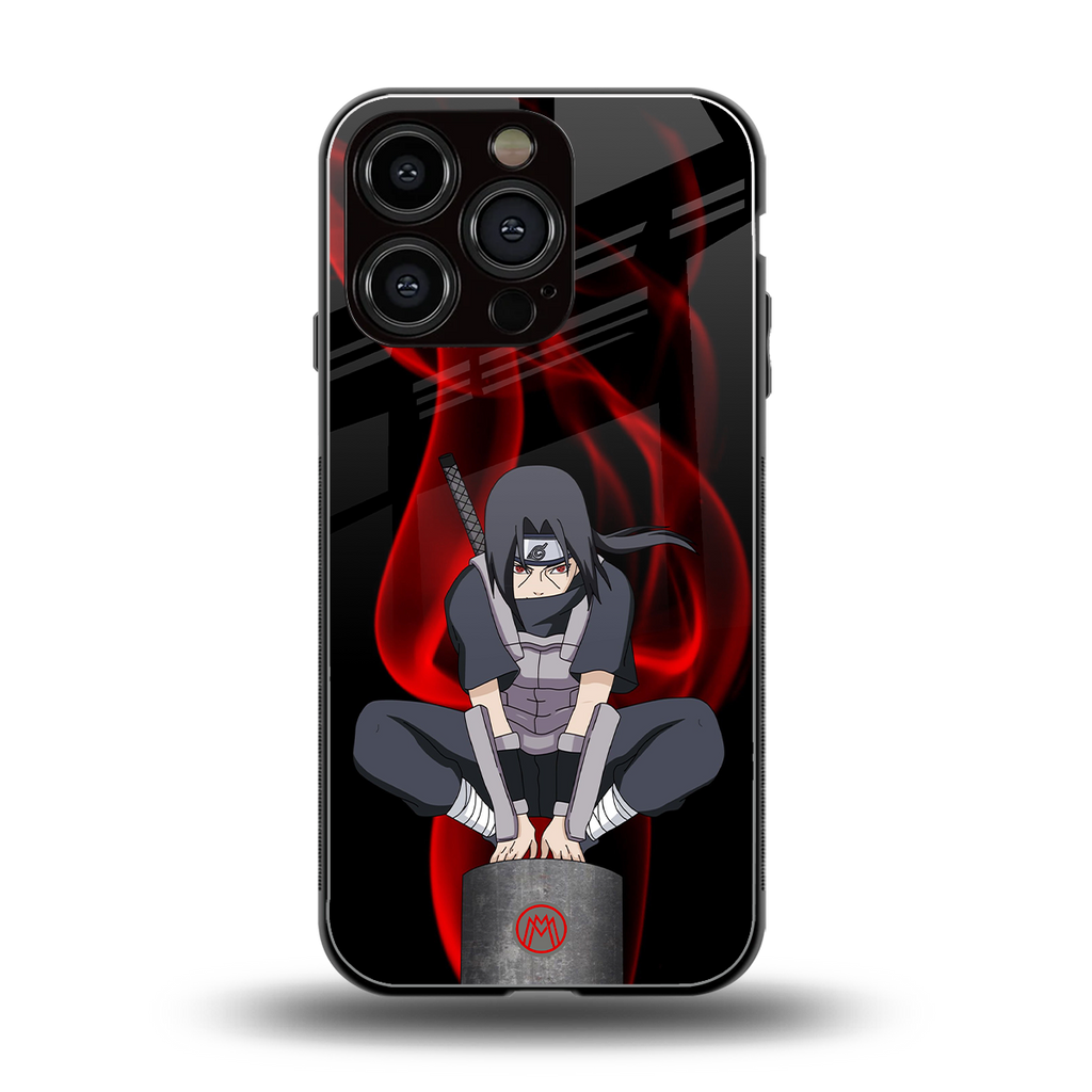 itachi uchiha back phone cover | glass case for iphone 16 pro