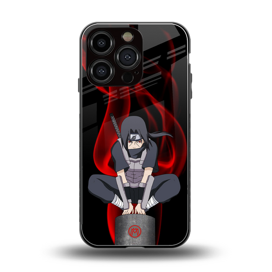 itachi uchiha back phone cover | glass case for iphone 16 pro