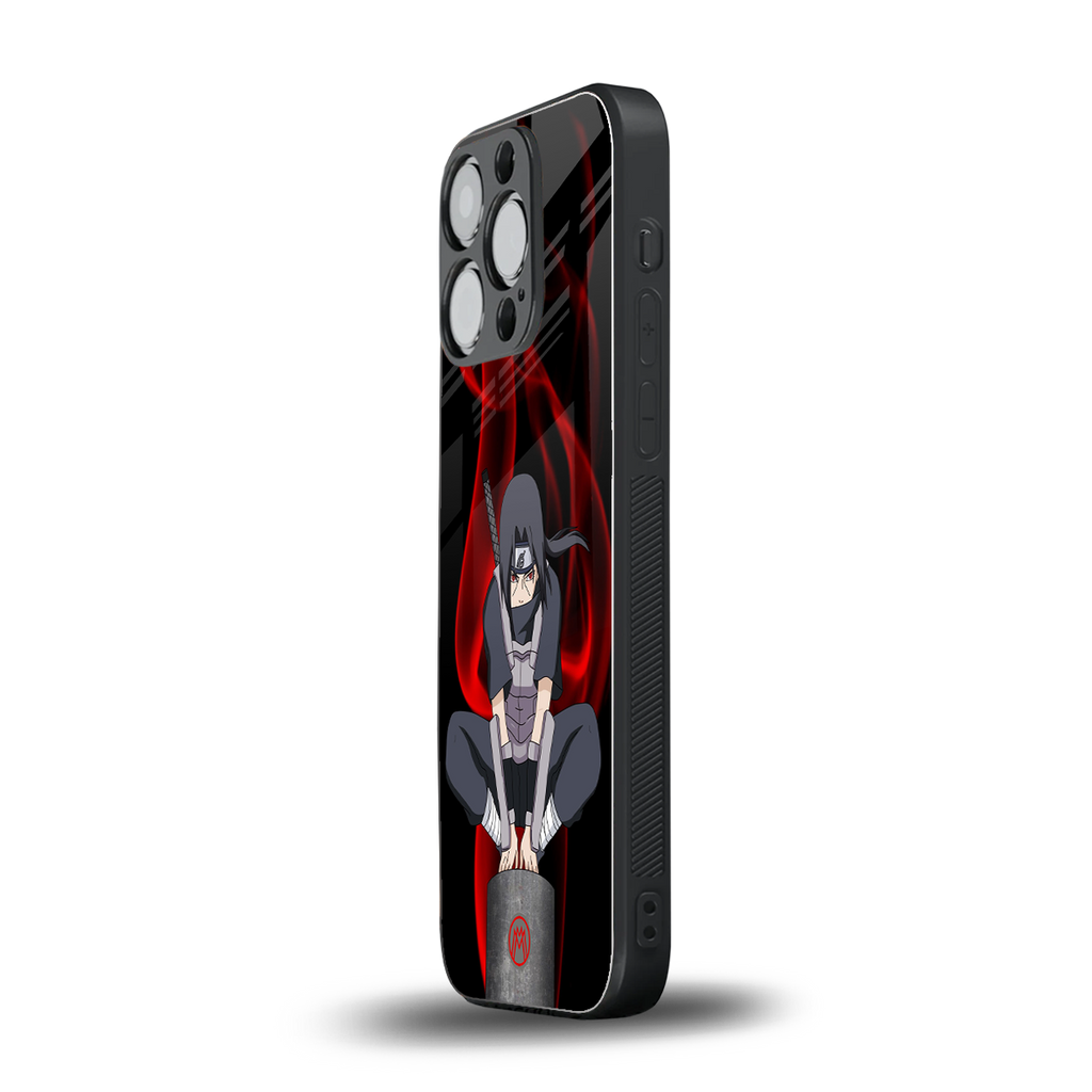 itachi uchiha back phone cover | glass case for iphone 16 pro