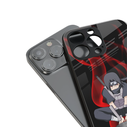 itachi uchiha back phone cover | glass case for iphone 14 pro max