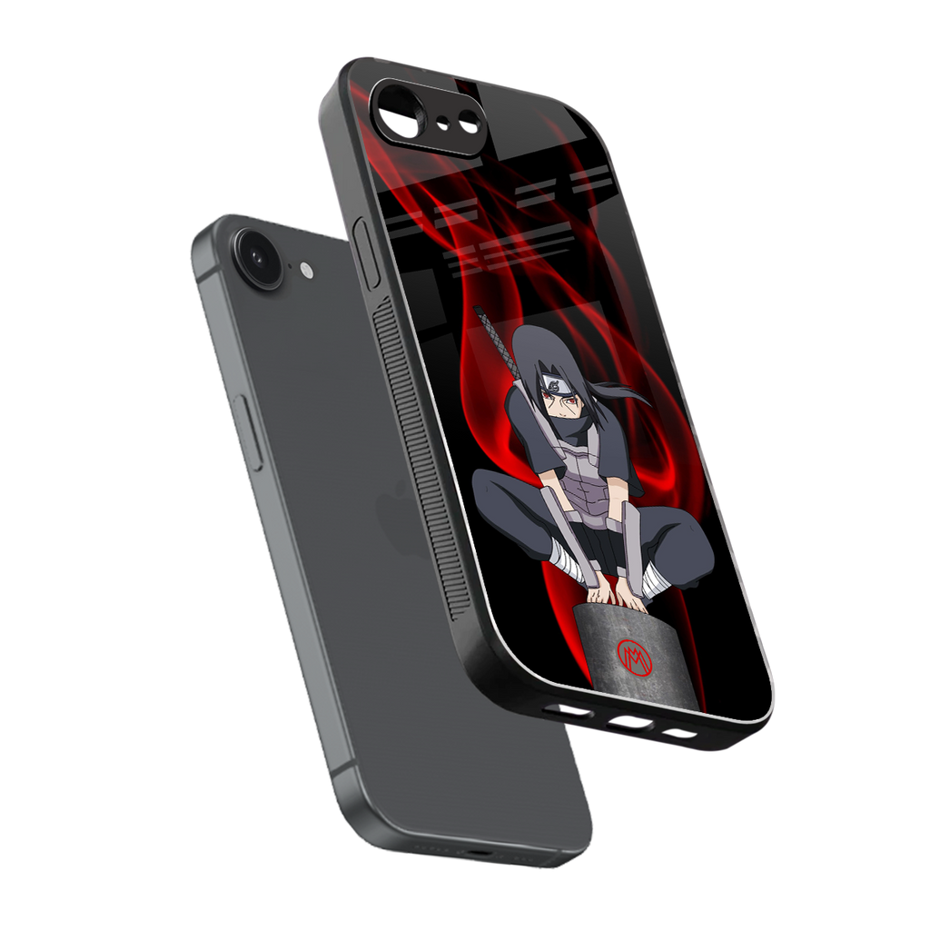 itachi uchiha back phone cover | glass case for iphone 16e