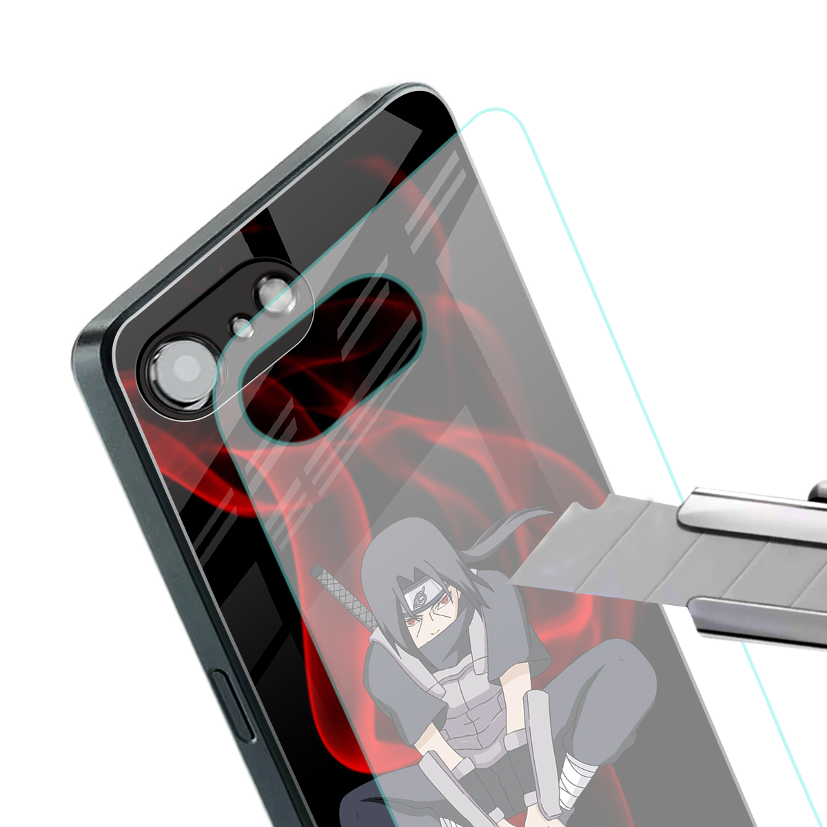 itachi uchiha back phone cover | glass case for iphone 16e