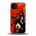 itachi uchiha red back phone cover | glass case for iphone 15 plus
