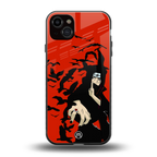 itachi uchiha red back phone cover | glass case for iphone 15 plus
