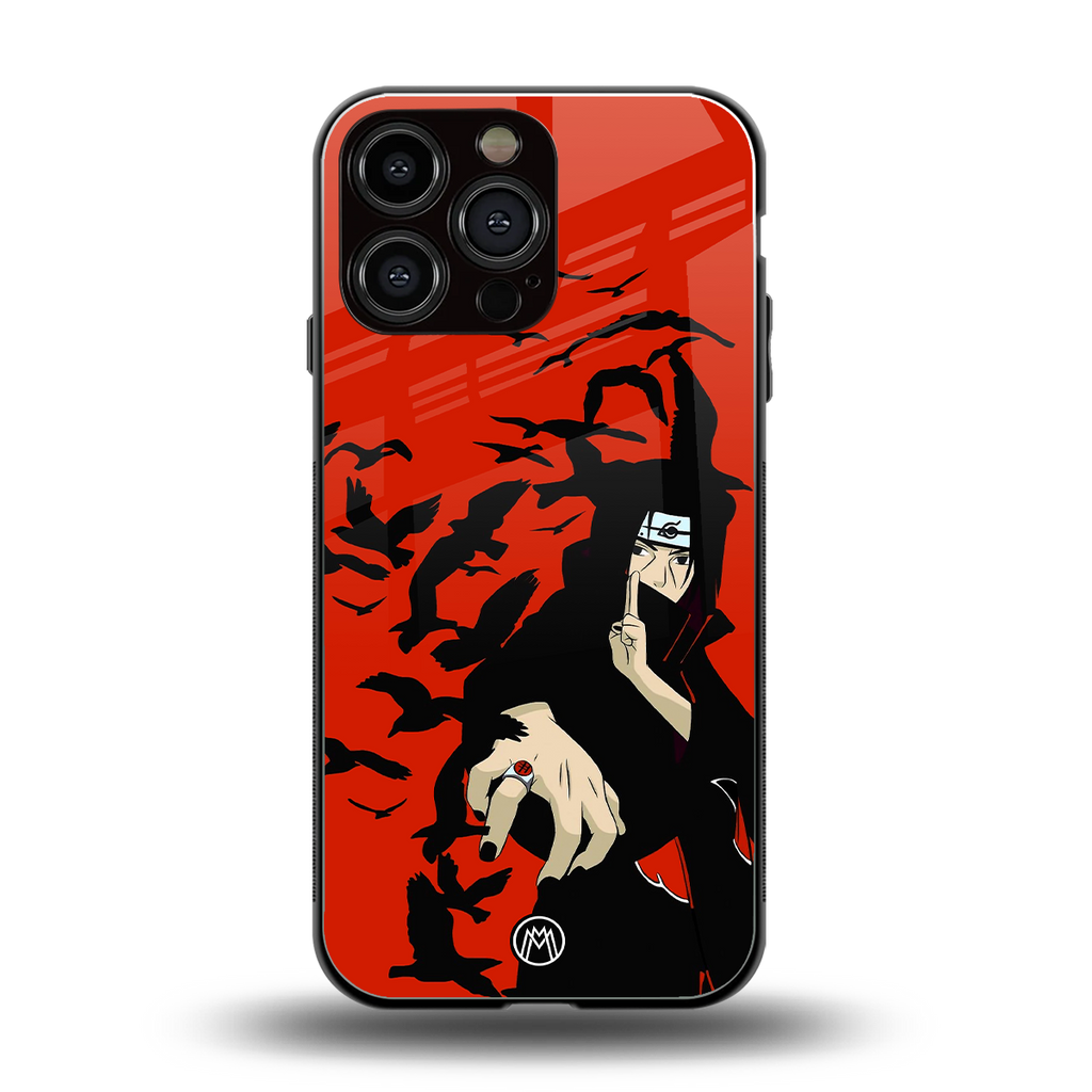 itachi uchiha red back phone cover | glass case for iphone 15 pro max