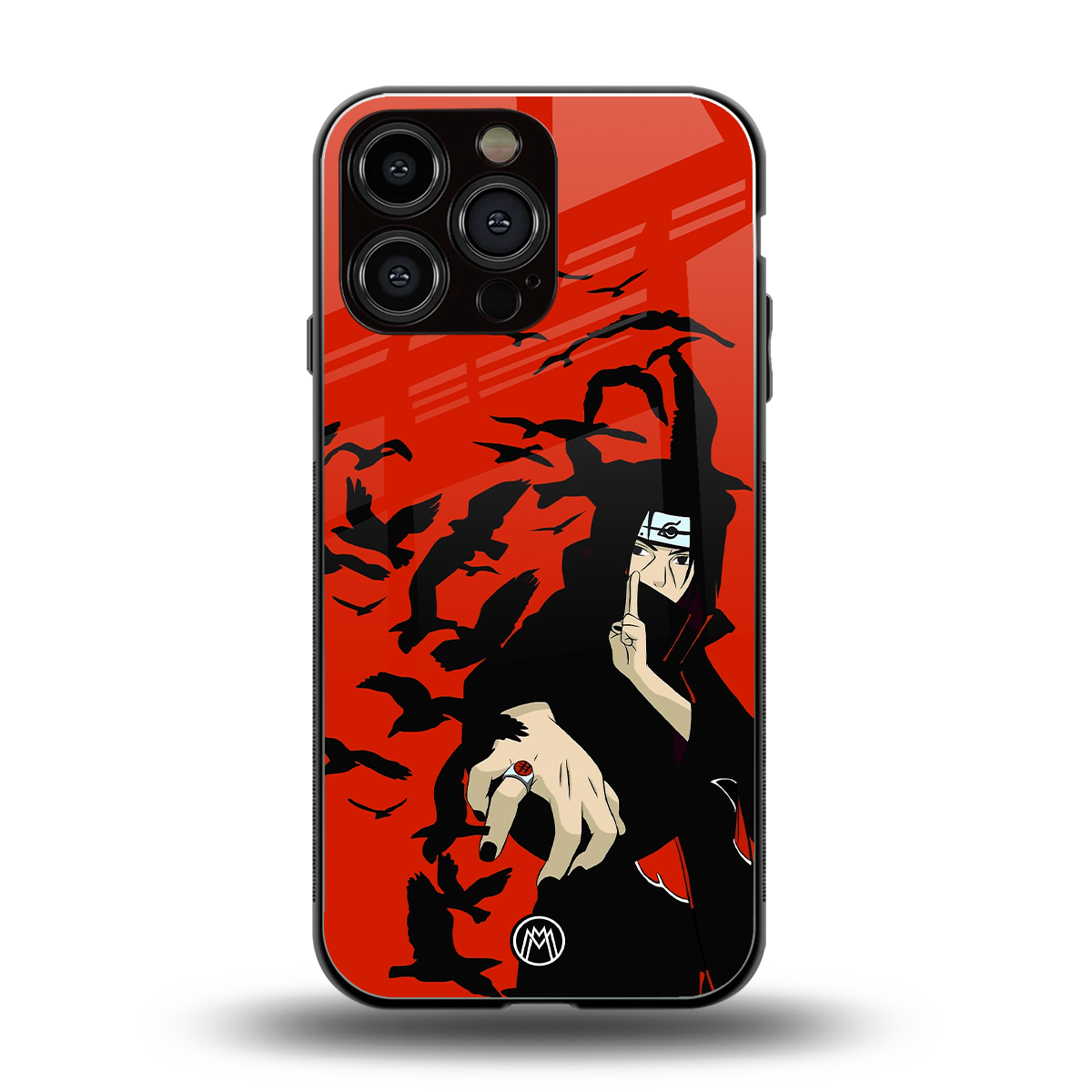 itachi uchiha red back phone cover | glass case for iphone 15 pro max